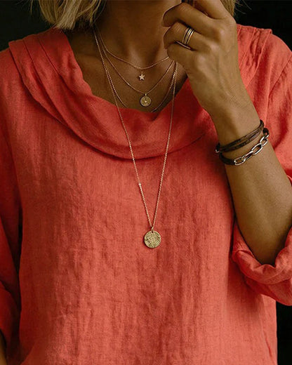 Camisa Mujer Algodón Cuello Caído – Estilo Clásico Cómodo