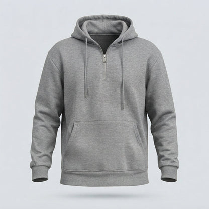 FELPA CAPPUCCIO MEZZA ZIP-11638|Colore:Grigio