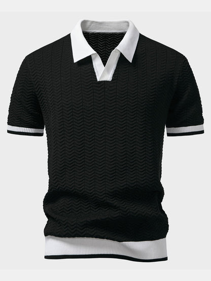 Polo texturizado con cuello en V