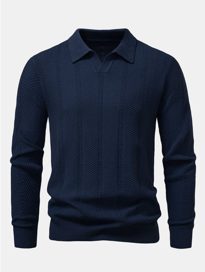 Polo de rayas cuello en V manga larga