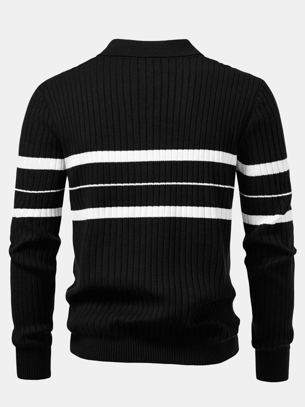 Polo de punto a rayas con cuello de canalé