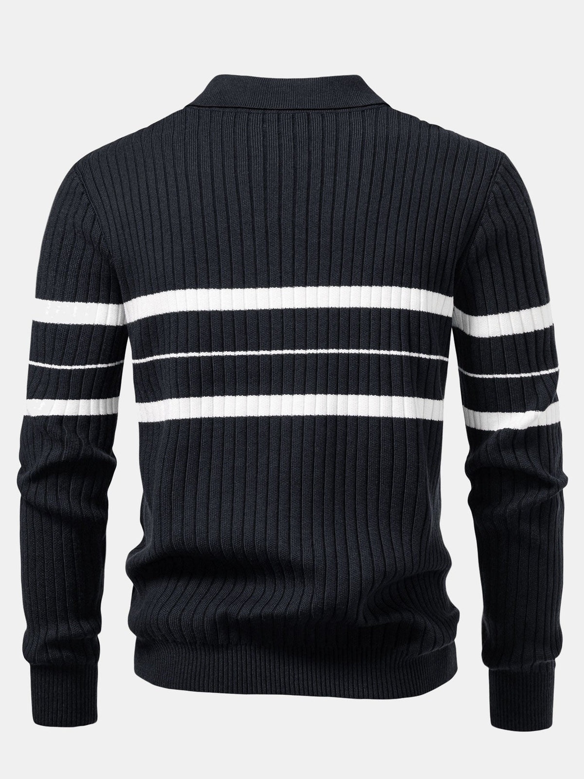 Polo de punto a rayas con cuello de canalé