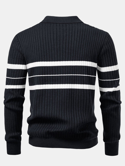 Polo de punto a rayas con cuello de canalé