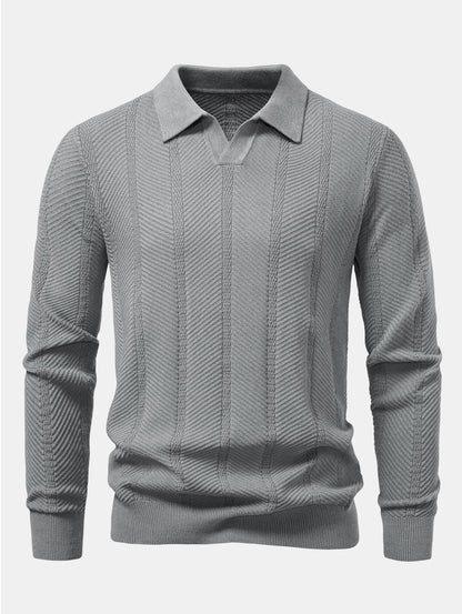 Polo de rayas cuello en V manga larga