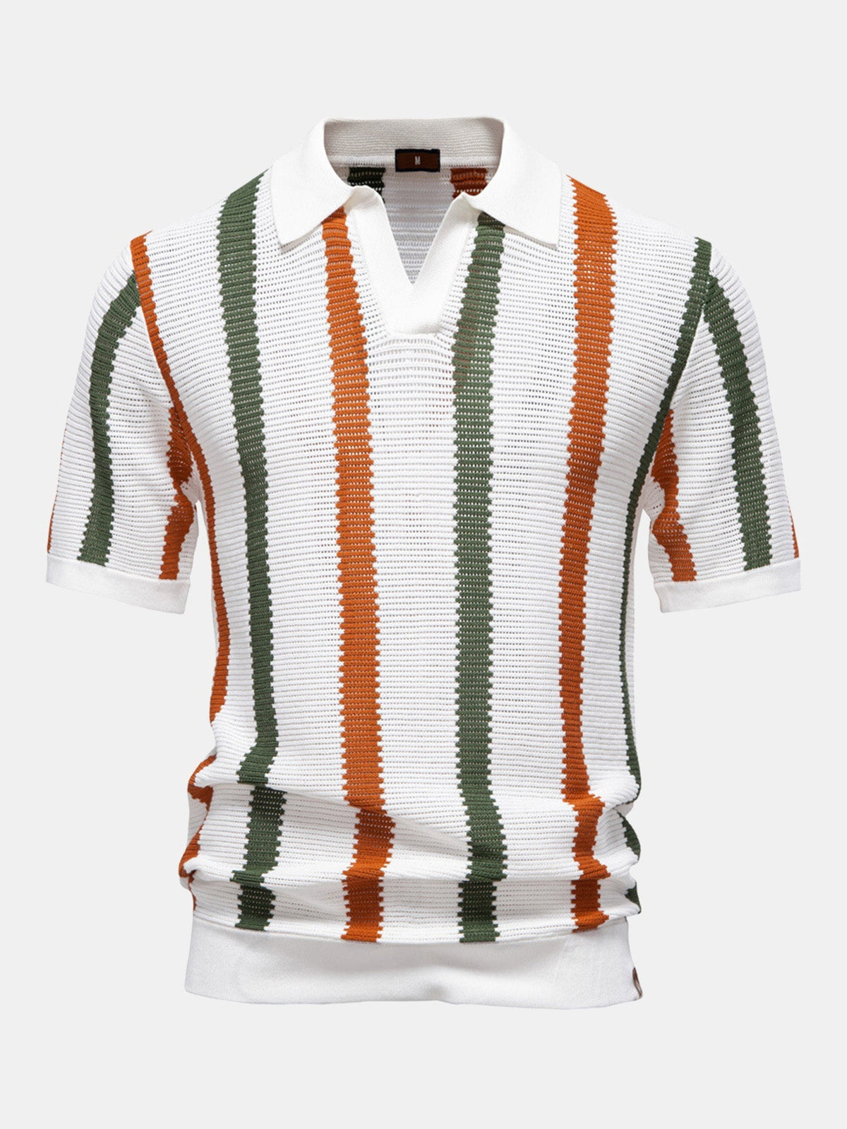 Conjunto polo rayas cuello V y lino