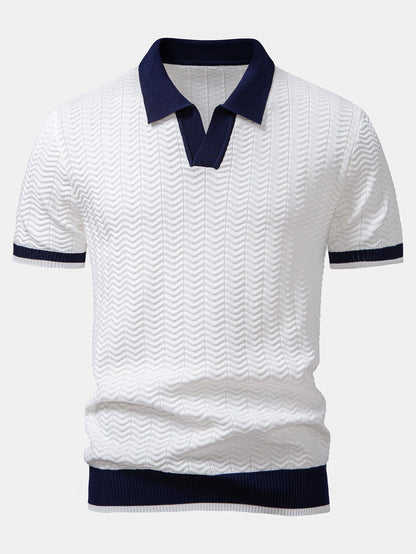 Polo texturizado con cuello en V