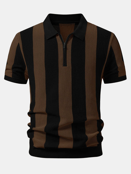 Polo de punto con cremallera a rayas