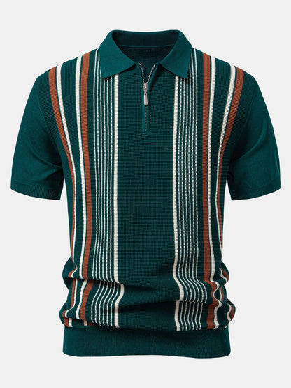 Conjunto polo rayas cremallera y lino