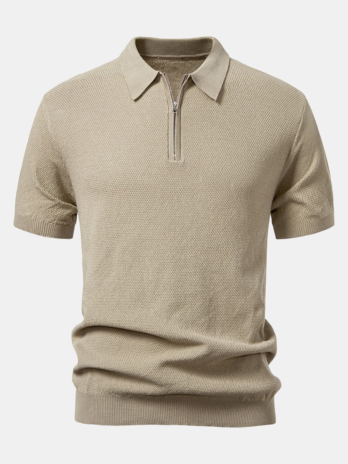 Polo de punto con cremallera texturizada