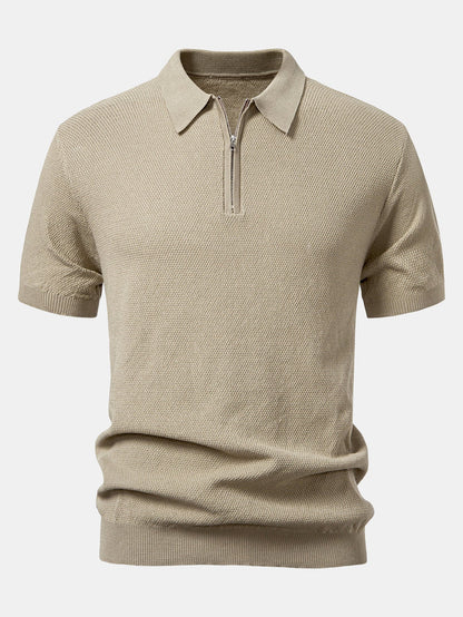 Polo de punto con cremallera texturizada