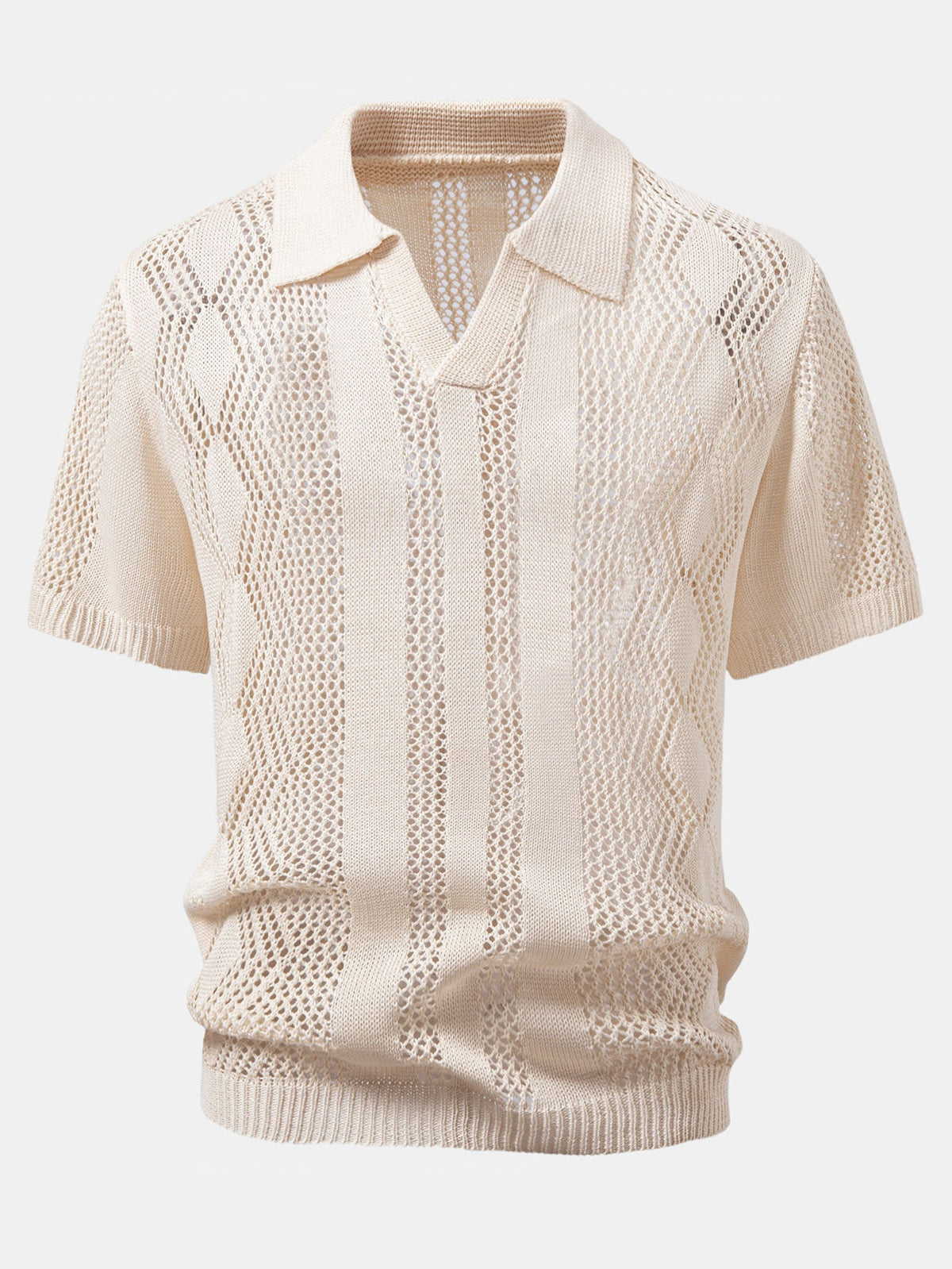 Polo de crochet geométrico cuello en V