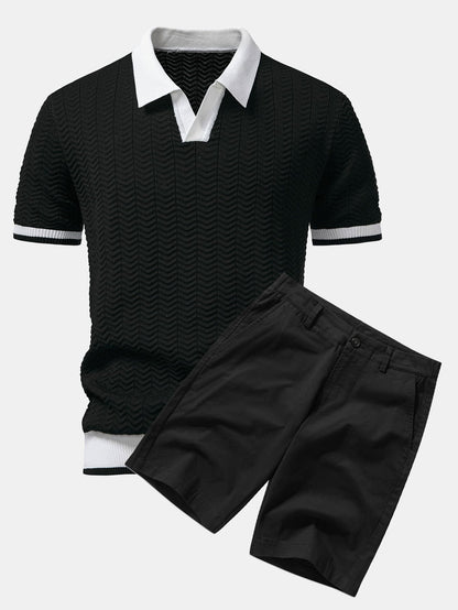 Conjunto polo texturizado y short chino
