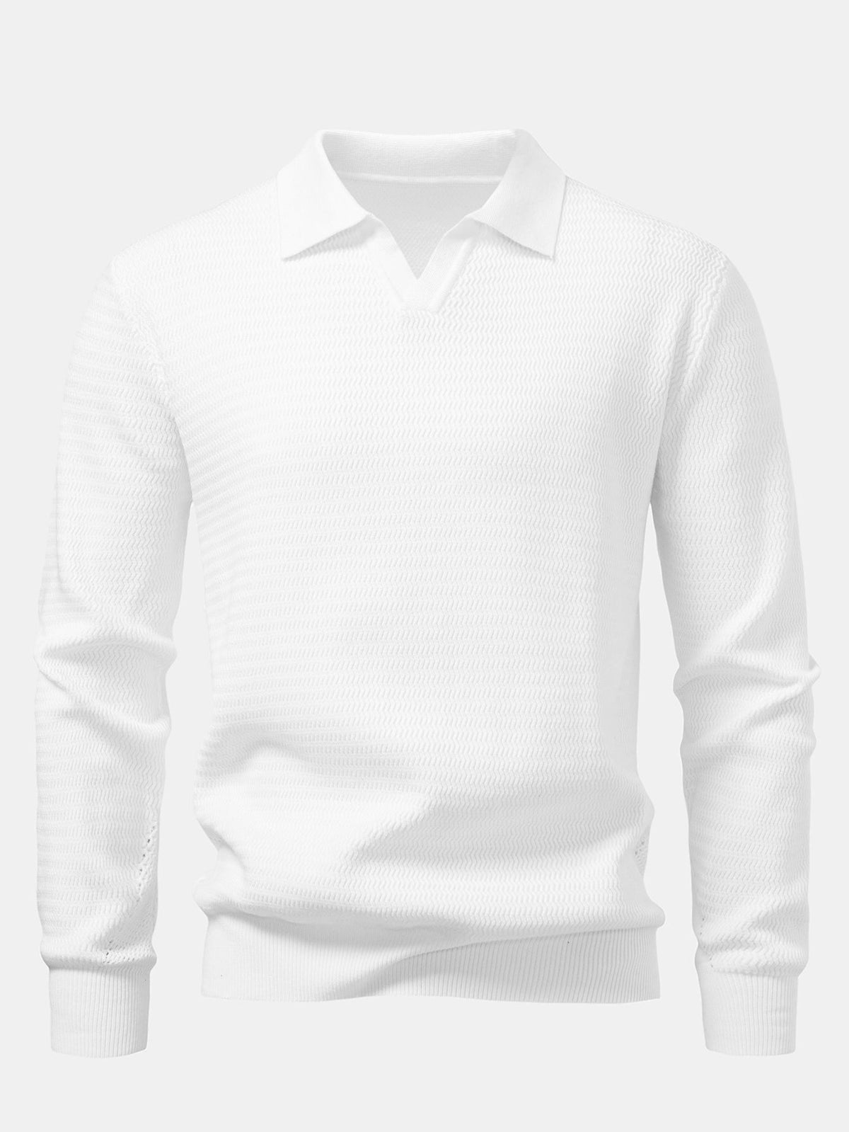Polo jacquard de ondas manga larga