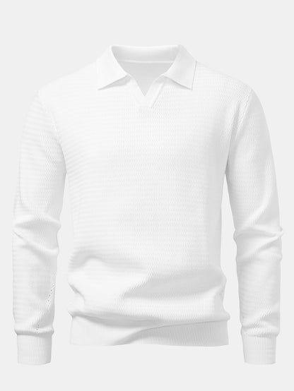 Polo jacquard de ondas manga larga
