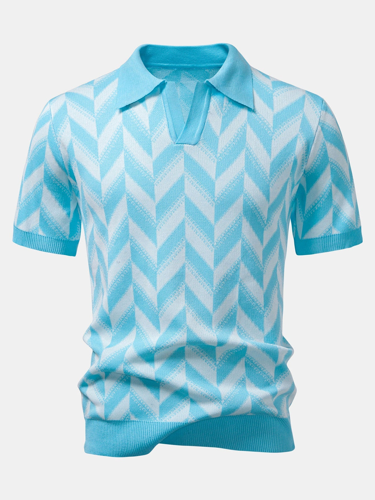 Polo de punto geométrico con cuello en V