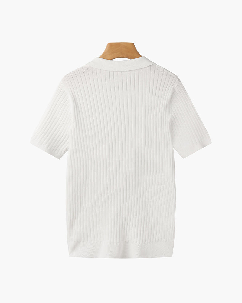Polo casual cuello pico – Blanco