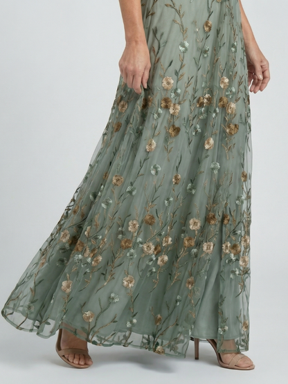 Vestido largo floral para mujer con escote cruzado