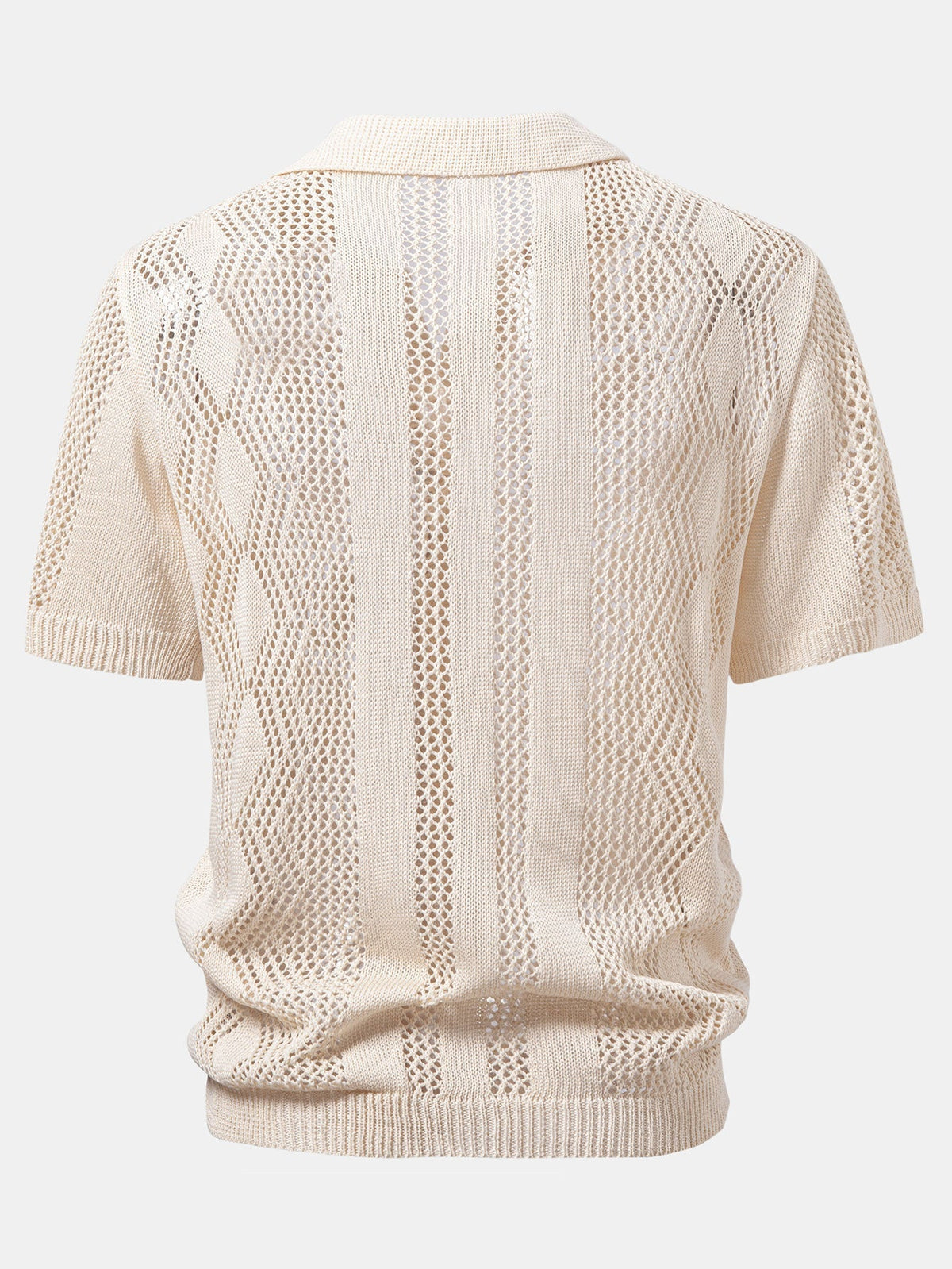 Conjunto polo crochet geométrico y lino