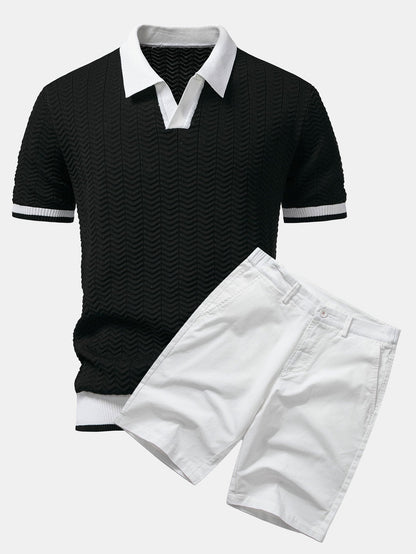 Conjunto polo texturizado y short chino