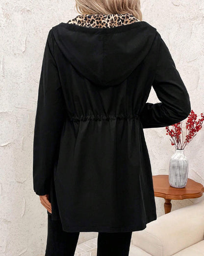 Abrigo reversible mujer con capucha – abrigo mujer estampado leopardo