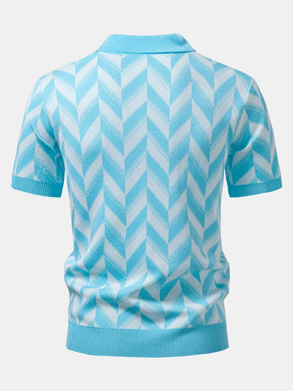 Polo de punto geométrico con cuello en V