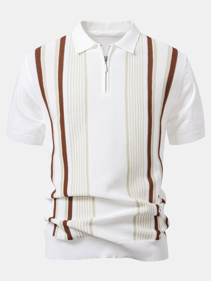 Conjunto polo rayas cremallera y lino