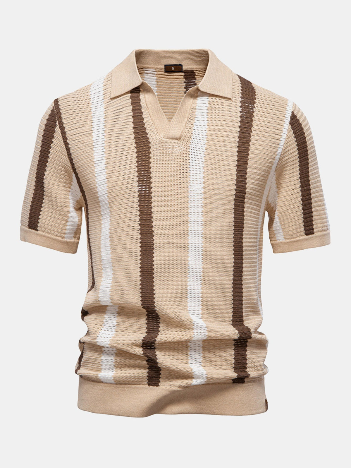 Conjunto polo rayas cuello V y lino