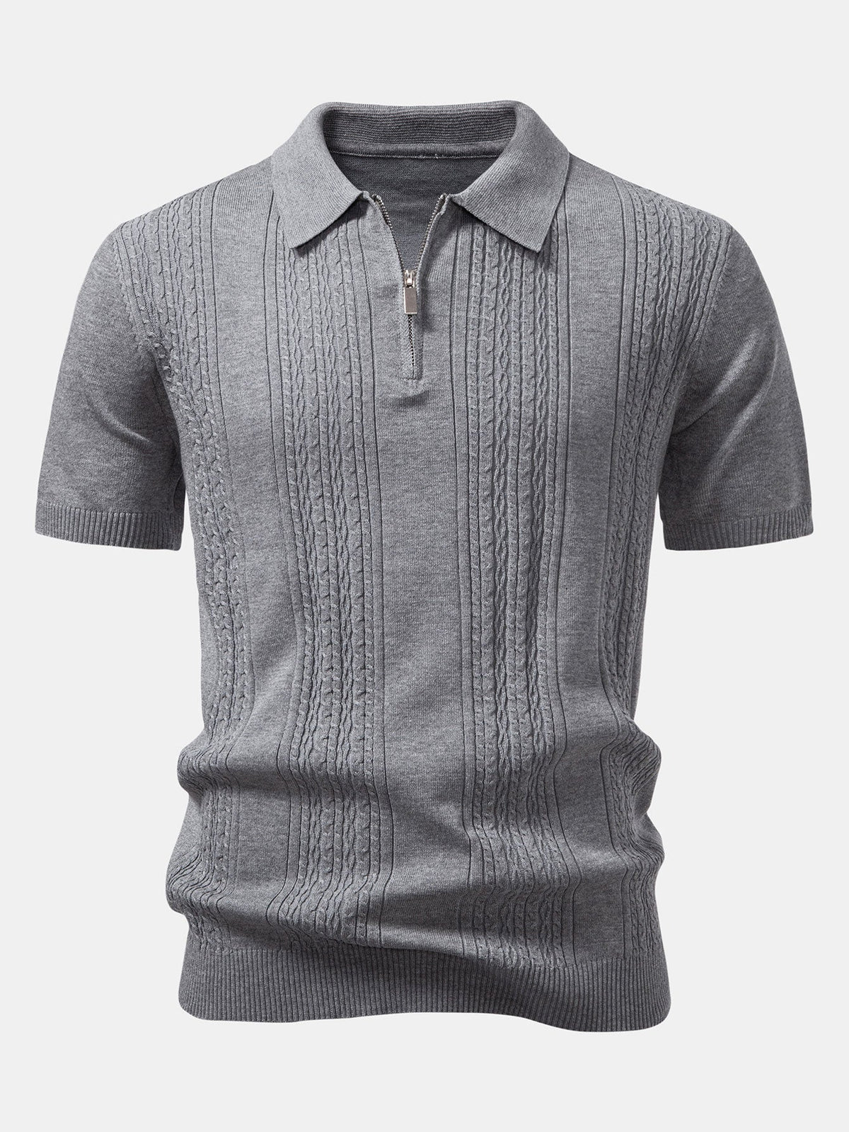 Polo jacquard Twist con cremallera