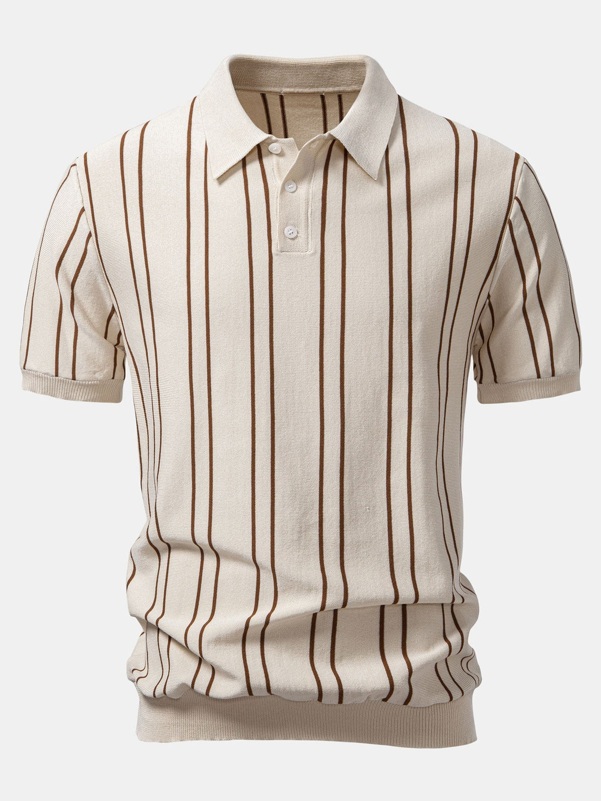 Polo de punto a rayas y pantalón cónico