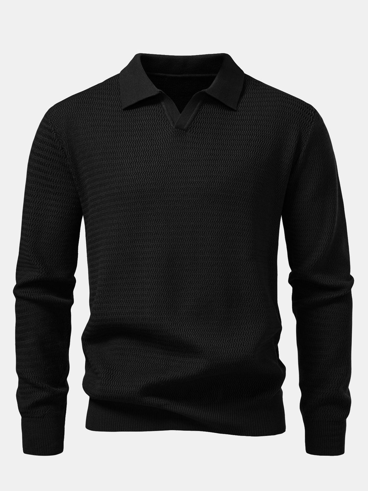 Polo jacquard de ondas manga larga