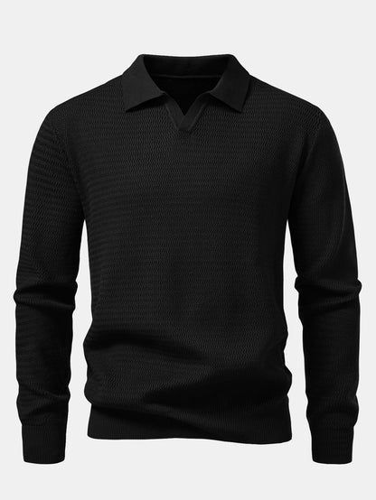 Polo jacquard de ondas manga larga