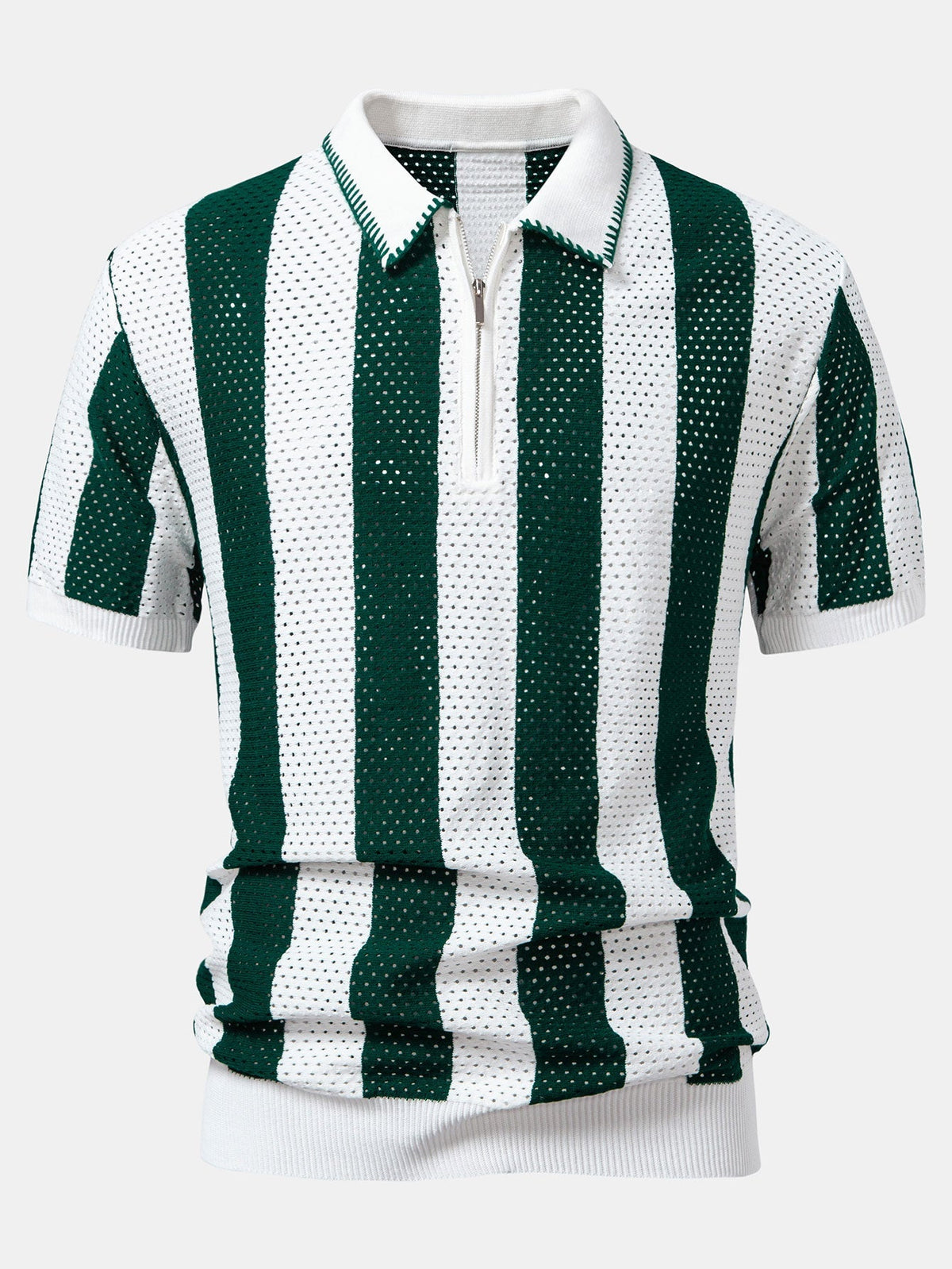 Polo calado a rayas con cremallera