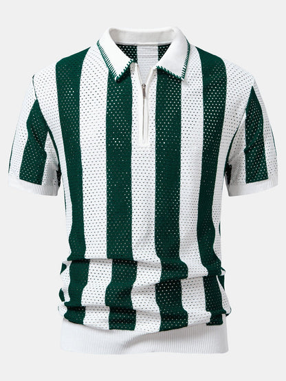 Polo calado a rayas con cremallera