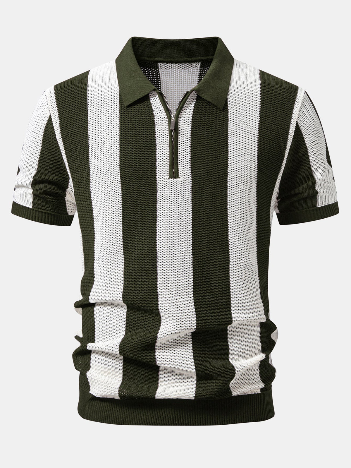 Polo de punto con cremallera a rayas