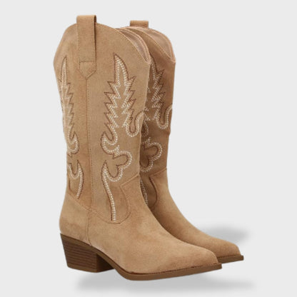 Sofía | Botas cowboy de mujer con bordado y tacón bajo