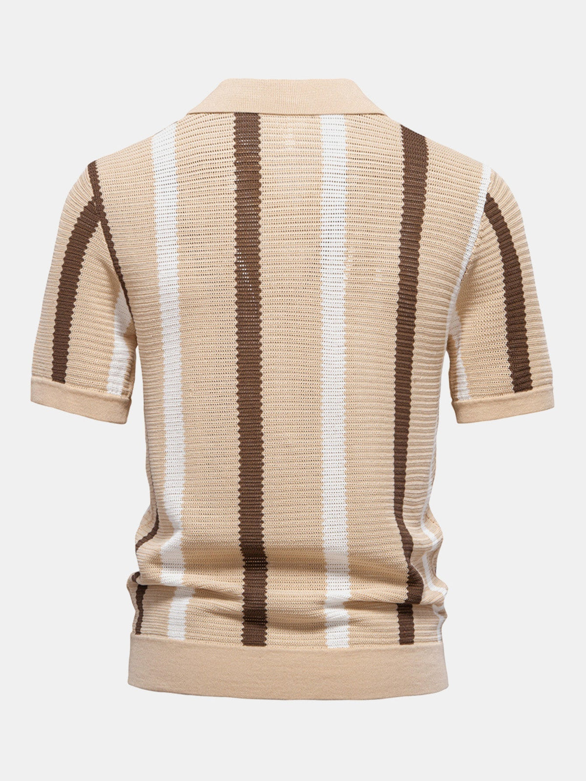 Conjunto polo rayas cuello V y lino