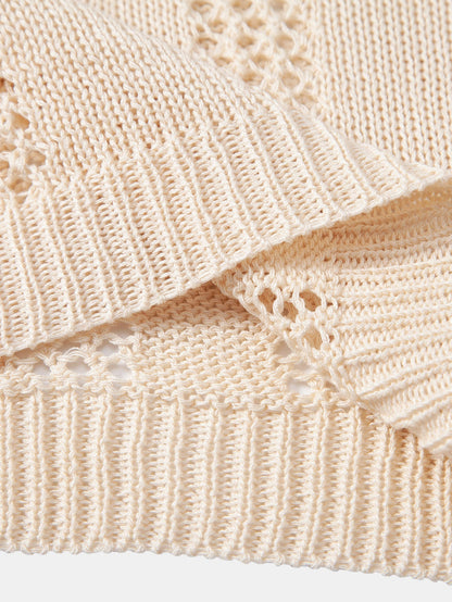 Conjunto polo crochet geométrico y lino