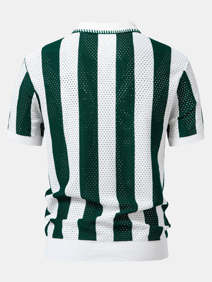 Polo calado a rayas con cremallera