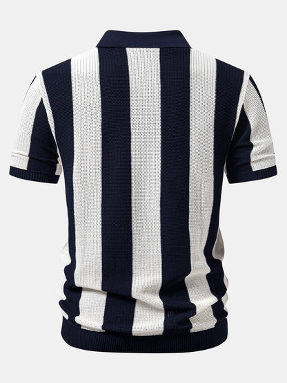 Polo de punto con cremallera a rayas