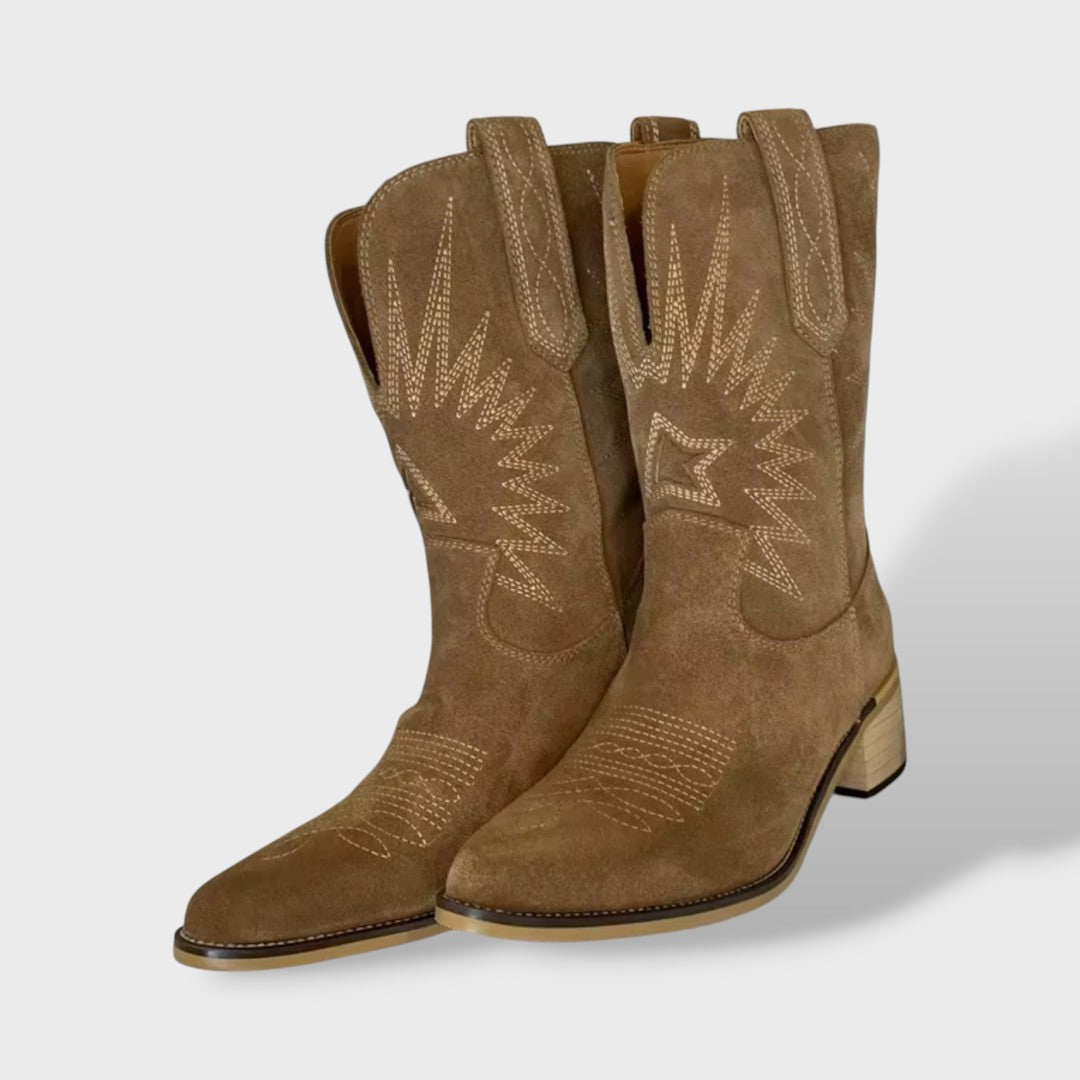 Botas Vaqueras Mujer Bordadas de Piel