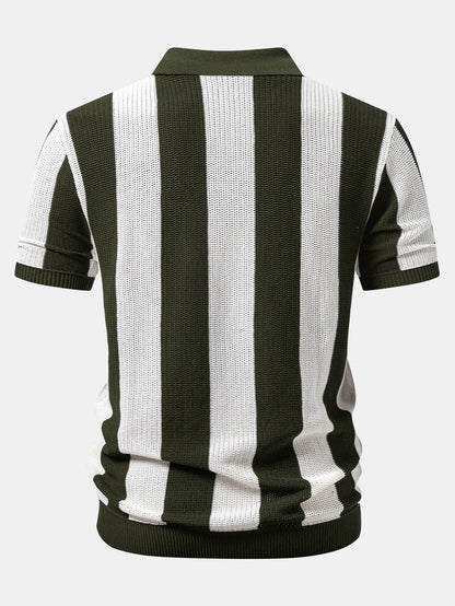 Polo de punto con cremallera a rayas