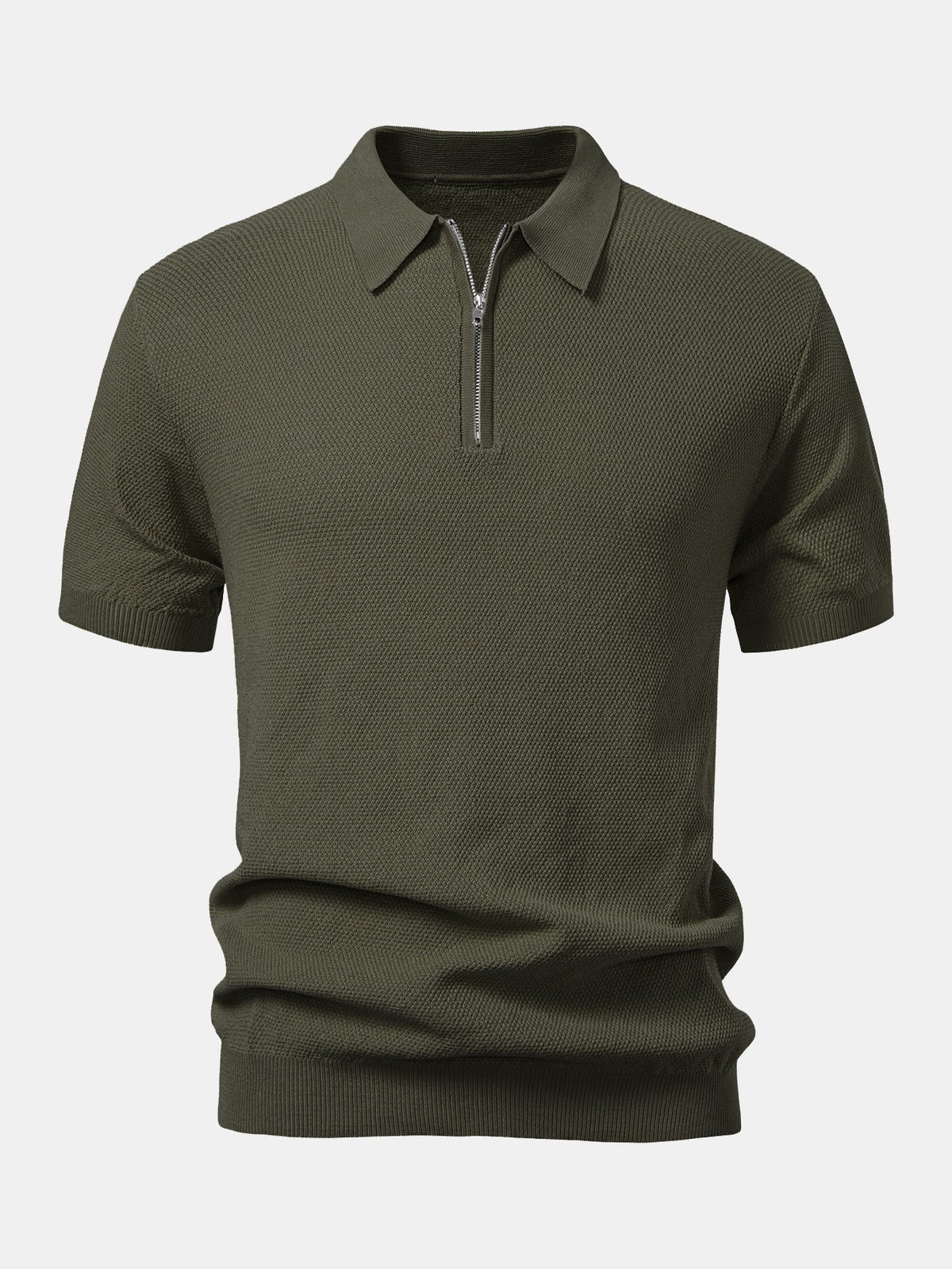 Polo de punto con cremallera texturizada