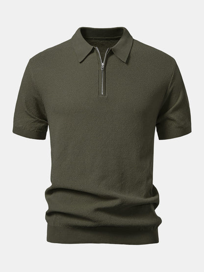 Polo de punto con cremallera texturizada