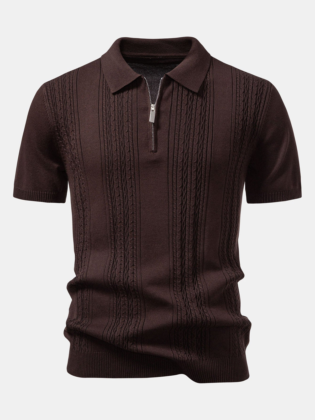 Polo jacquard Twist con cremallera