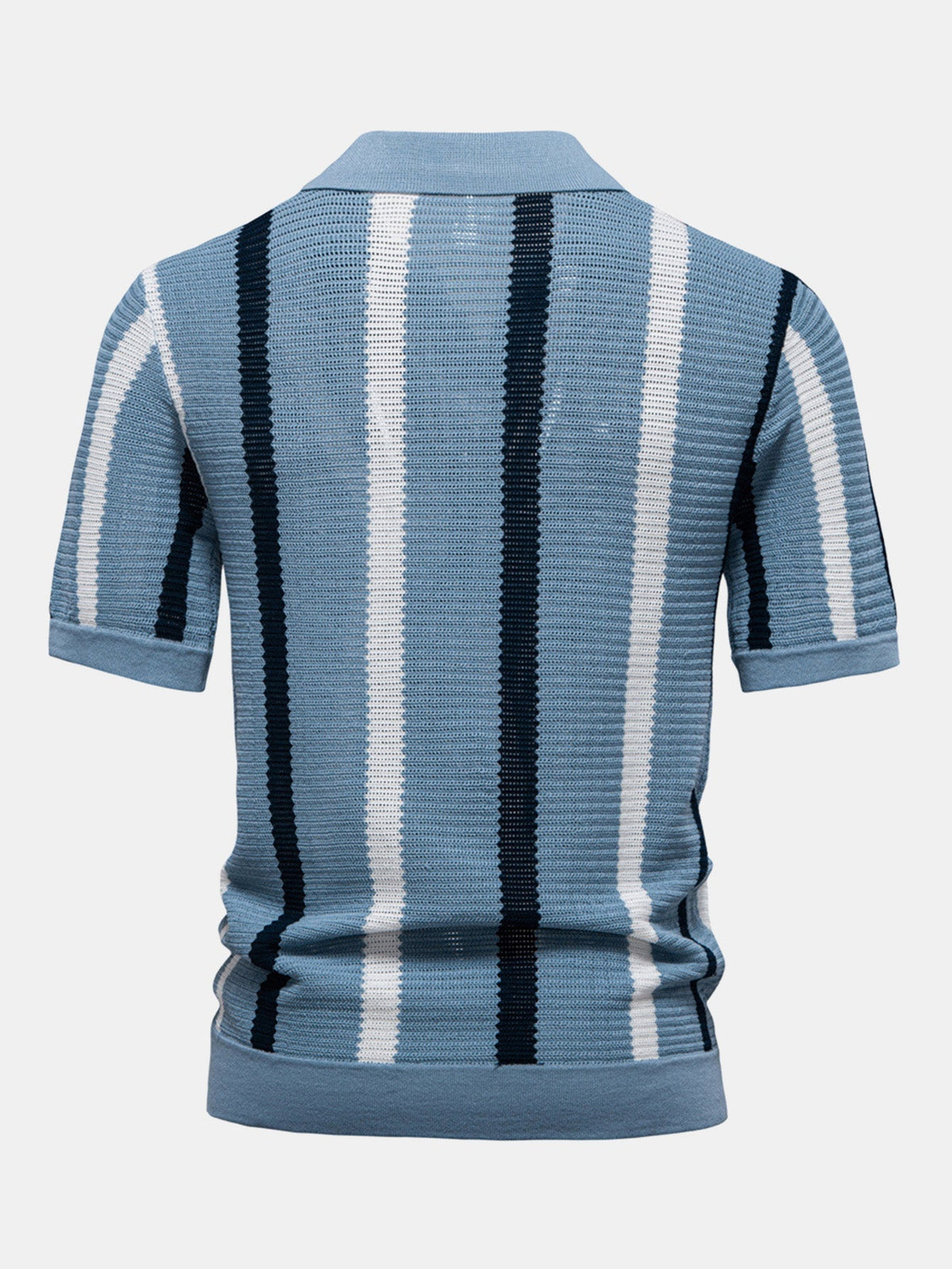 Conjunto polo rayas cuello V y lino