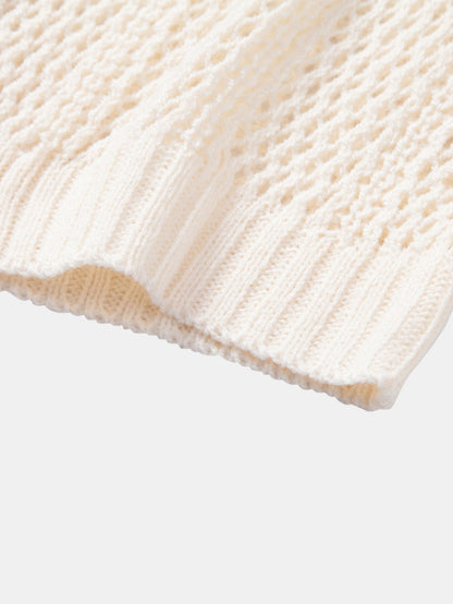 Polo de crochet cuello en V relajado