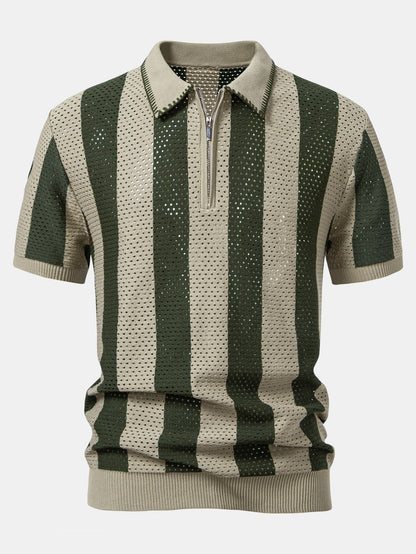 Polo calado a rayas con cremallera