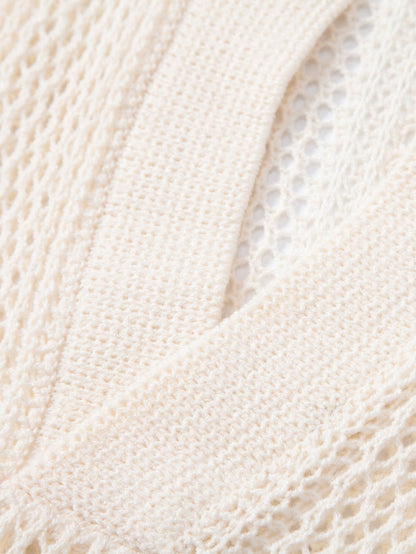 Polo de crochet cuello en V relajado