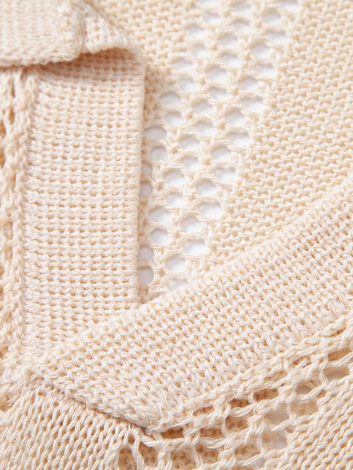 Conjunto polo crochet geométrico y lino