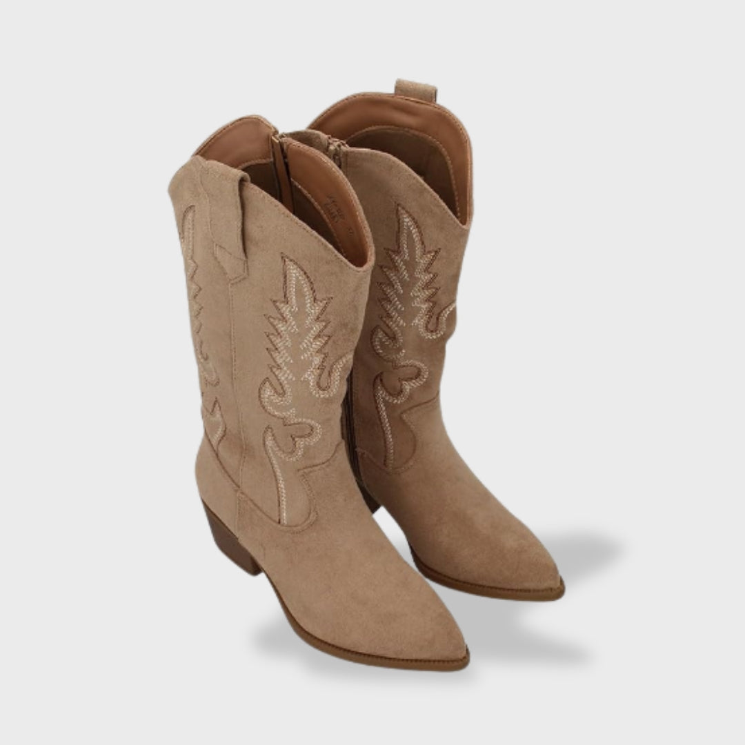 Sofía | Botas cowboy de mujer con bordado y tacón bajo